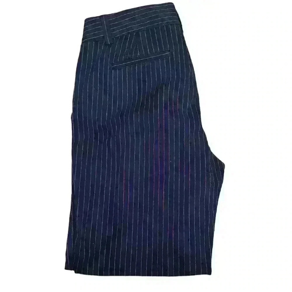 Lands End Pants Womens 8 Blue Striped Straight Leg Mid Rise Flat‎ Front - Picture 3 of 3